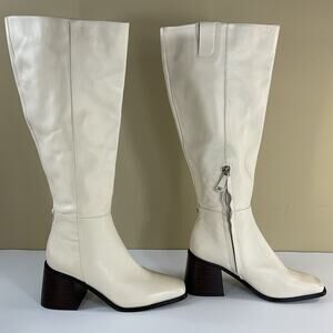NEW Sam Edelman Women’s Wade Ath Leather Knee High Boots White Size 7.5